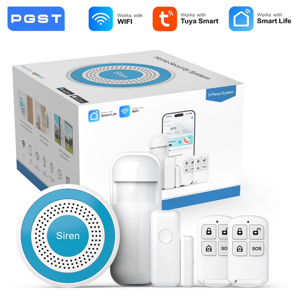Diy Home Automation System - PGST WiFi スマートライフアラームセキュリティシステムキット Tuya Alexa ホームオートメーションアラームセキュリティ保護