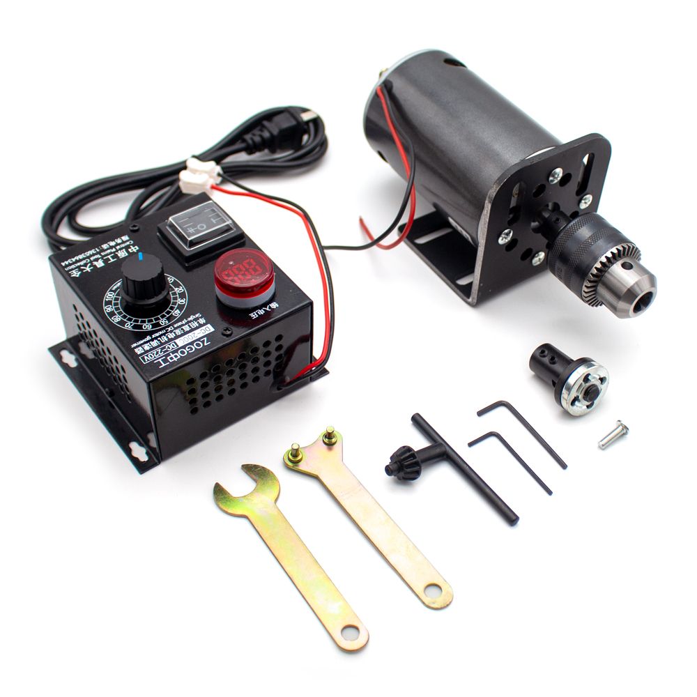Home Automation System Diy - 調整可能なベンチトップドリル,ダブルシャフト,高出力,680w,7000rpm,220v,電気ガバナー,b16コレット,モータースタンド