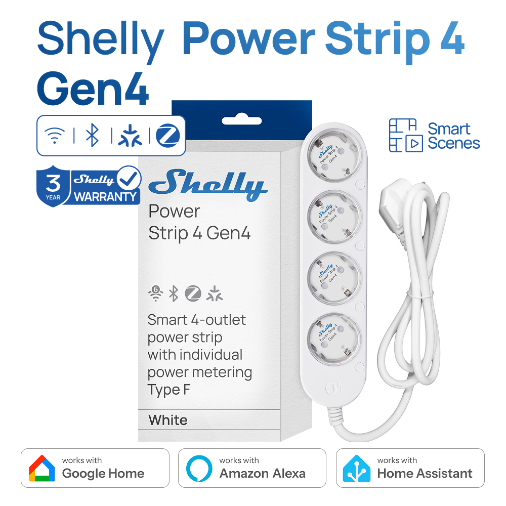 Shelly Relay Module - シェリー電源タップ 4 Gen4 スマートプラグ Zigbee対応コンセント Matterプラグ