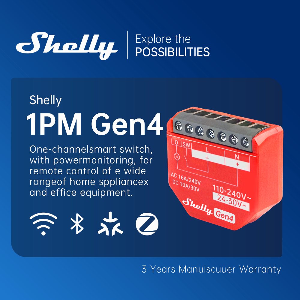 Shelly 1PM Gen4 Zigbeeデバイス Mat - Shelly Relay Module のレビューと価格