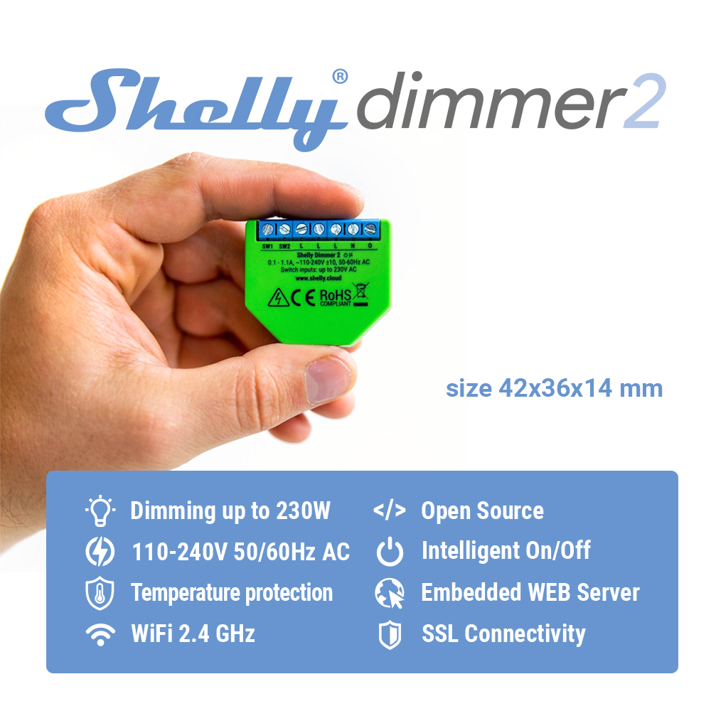 Shelly Dimmer 2 スマート スイッチ ミニ W - Shelly Relay Module のレビューと価格