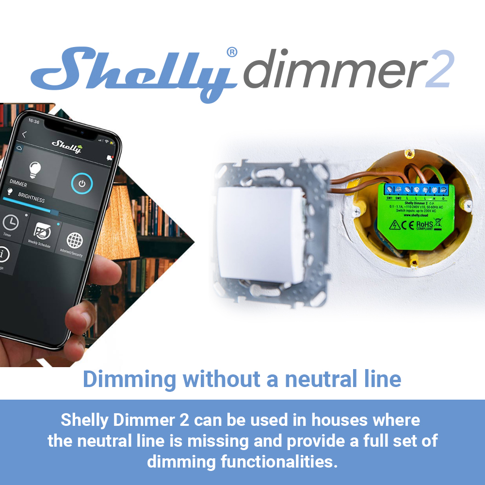 Shelly Dimmer 2 スマート スイッチ ミニ W - Shelly Relay Module のレビューと価格